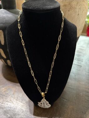 LIKE NEW Di Luca Italy 925 Sterling Silver Gold Vermeil Carved Pendant Necklace